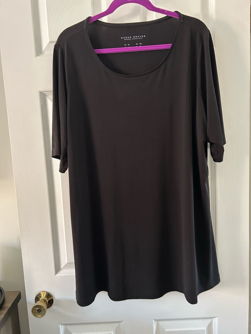 Susan Graver Black Scoop Neck Short Sleeve Top